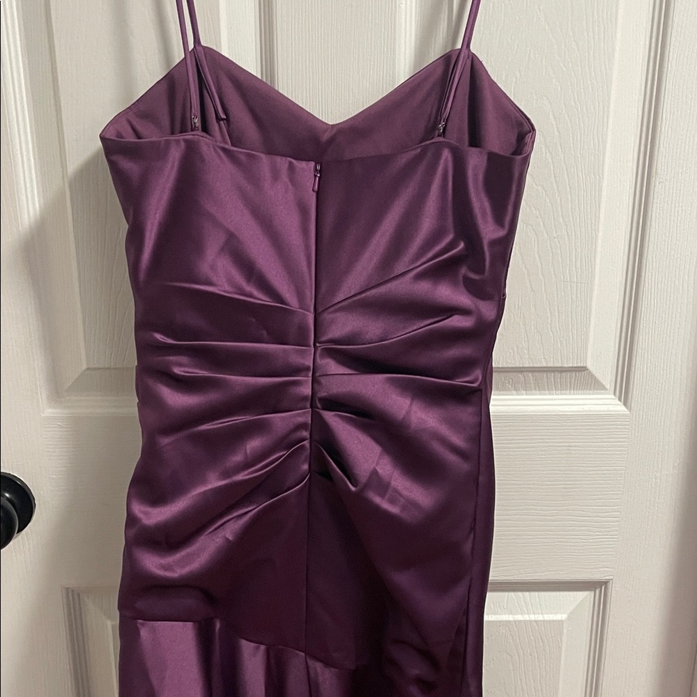 Dessy Collection Deep Purple Satin Gown - Picture 3 of 3
